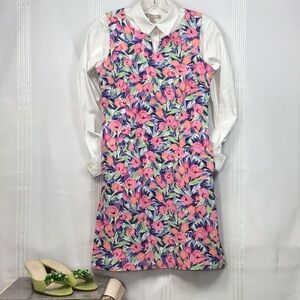 💐 Talbots Petites Floral Seersucker with Pockets Unlined Back Zip